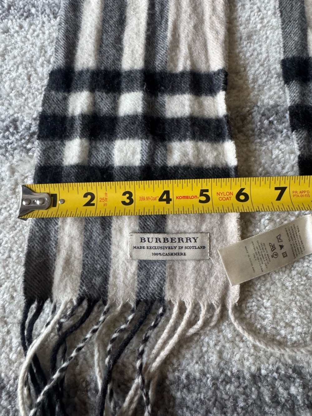 Burberry Classic Check Fringe Scarf in Beige, Black & Red - Picture 10 of 10